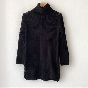 Stradivarius Black Open Knit Turtleneck Sweater S